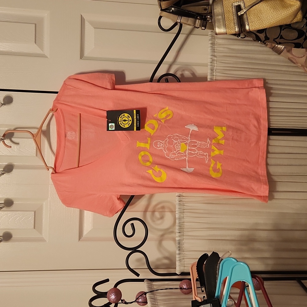 Gold's Gym Women's V-Neck Short Sleeve Tee - Coral Pink